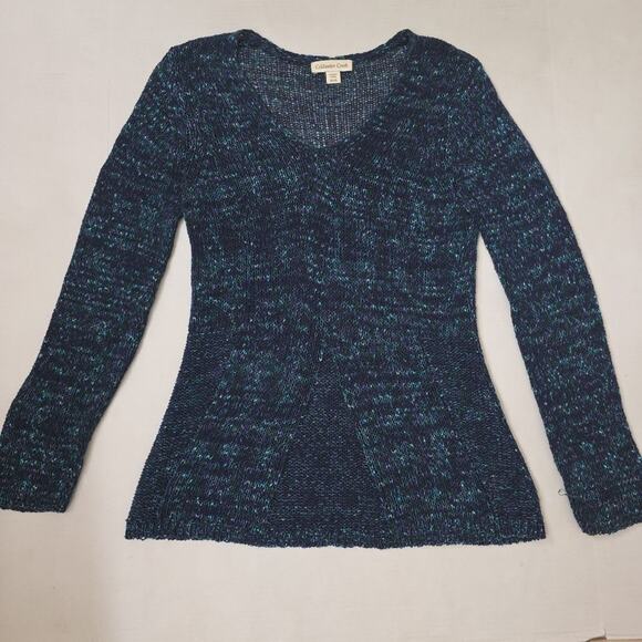 Coldwater Creek Long Sleeve V Neck Confetti Blue Knit Pullover Sweater Sz 4 - Picture 4 of 7